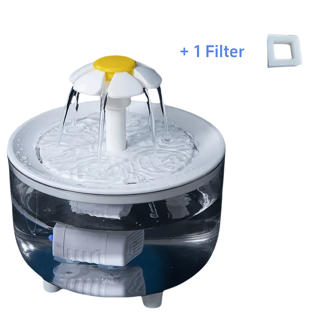 TEMU Pet Supplies, With Filtration, Quiet, , Circulating Filtration, Clean Maintenance For Cats And Dogs, Flower Shape, Indoor Pet Hydration, Cat