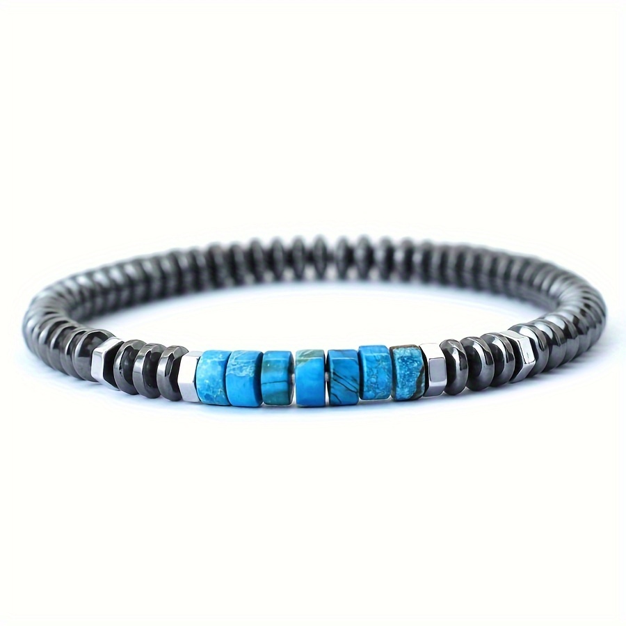 TEMU Bracciale Unico in Ematite Naturale di con Occhio di Tigre e Pietra dell', Accessorio Bohemien per Spiaggia , Pulsera