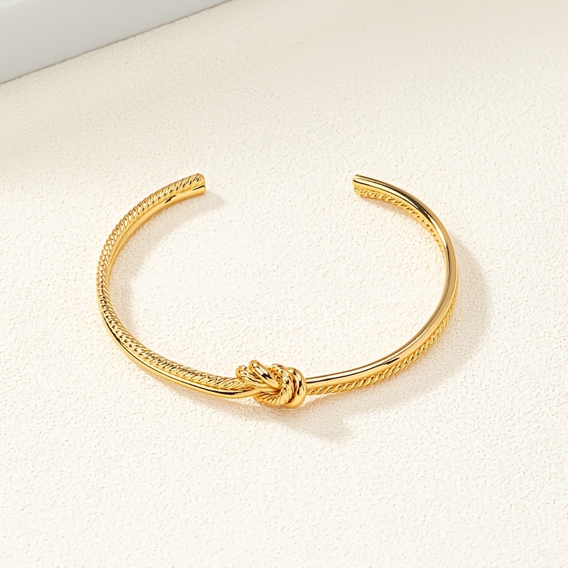 Women's Elegant Twist Double Layer Knot Open Bangle