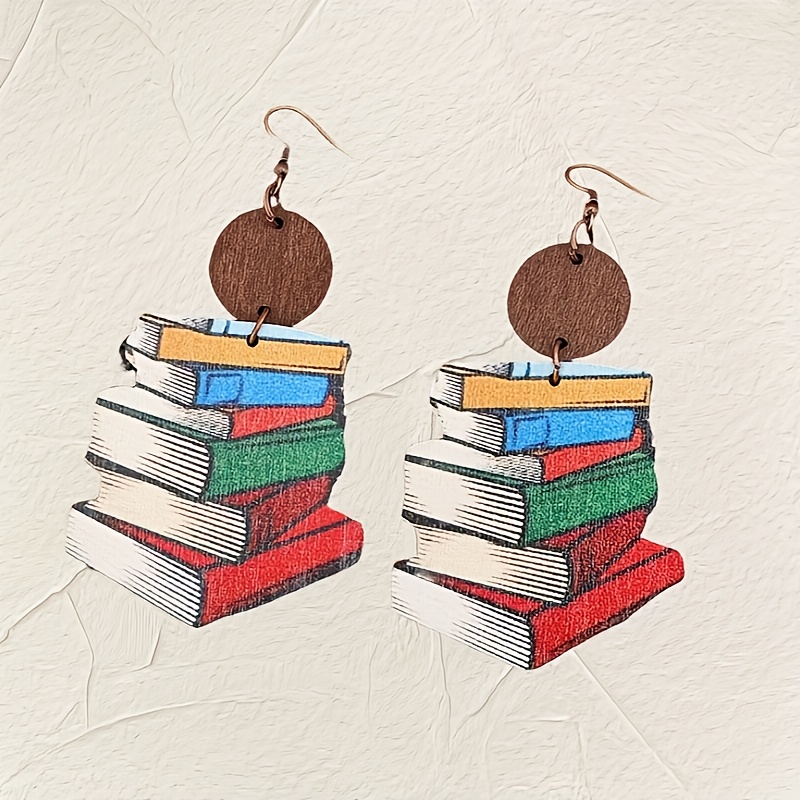 Vintage Bohemian Layered Book Stack Earrings