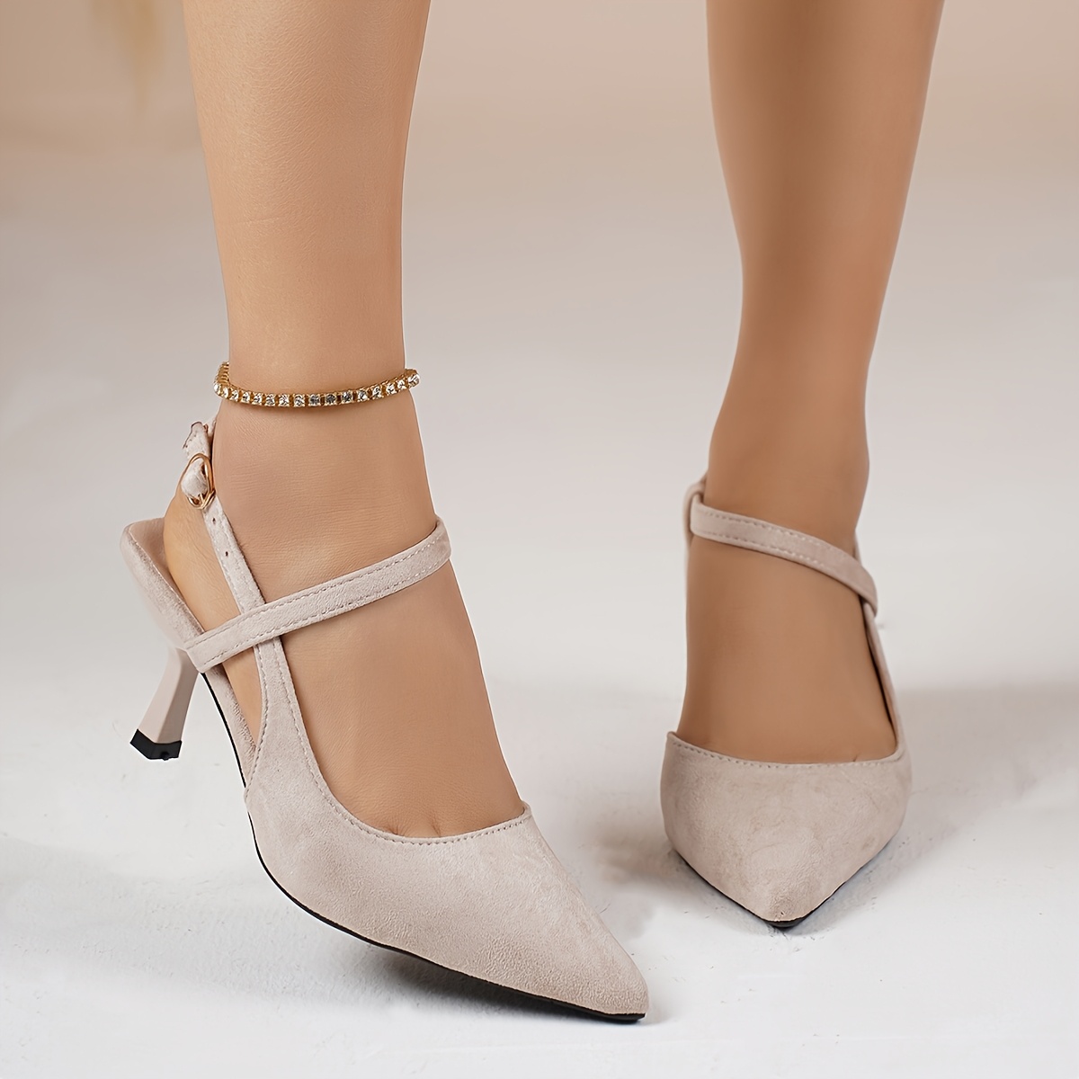 Women'S Plus Size Black Pointed Toe Strappy Heels - Elegant High Heel Shoes with Sparkling Ankle Strap, Perfect for Weddings, Parties, and Formal Events, Stylish High Heel Shoes|Sparkling Ankle Strap|Rubber Sole Heels