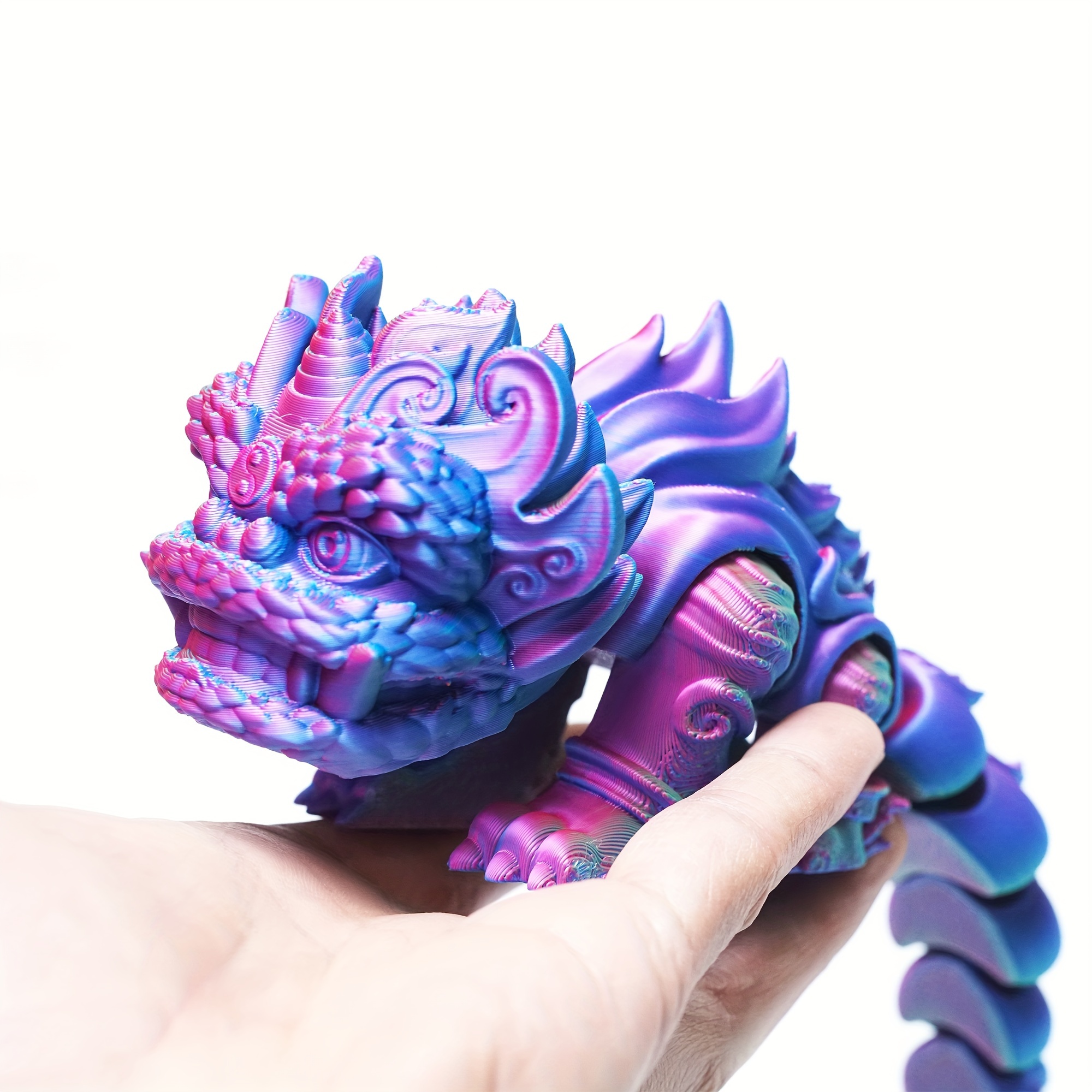 1pc 3d printed articulated chinese guardian lion figurine multi joint movable mythical creature ornament creative poseable collectible toy plastic desk ornament home decor room decor