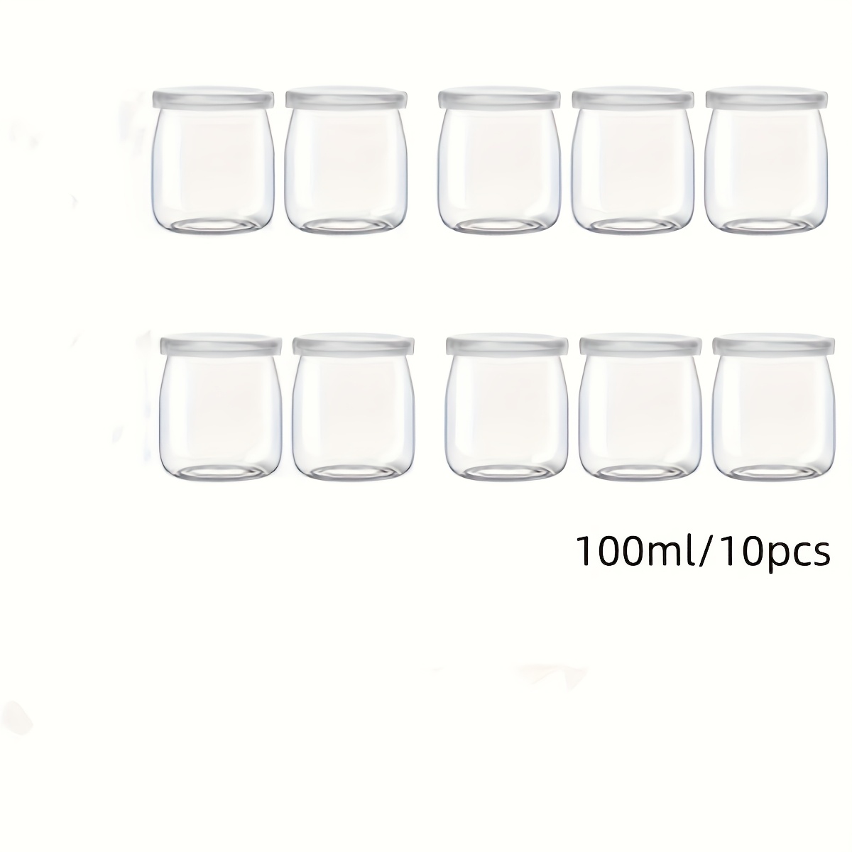 TEMU 6/10 Dessert Cups, Transparent Yogurt Jars With Pe Lids - Yogurt Jars With Lids, Yogurt Cups, Glass Food Storage Jars, Tulip Jars
