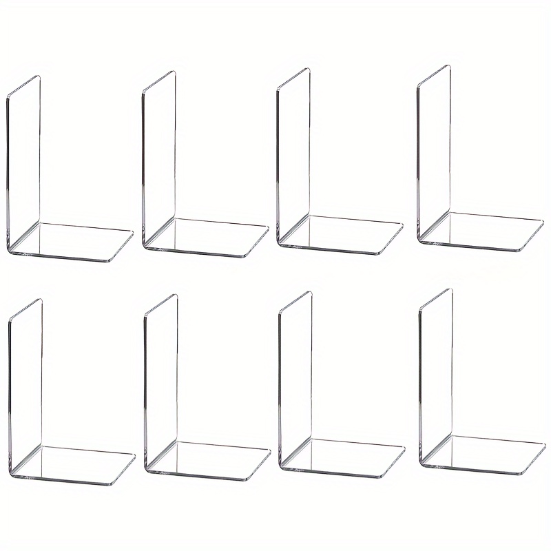 

4/6pcs Set Clear Acrylic Bookends - Desktop Display Stands For Office, Home & Retail Use, Book Storage, Transparent