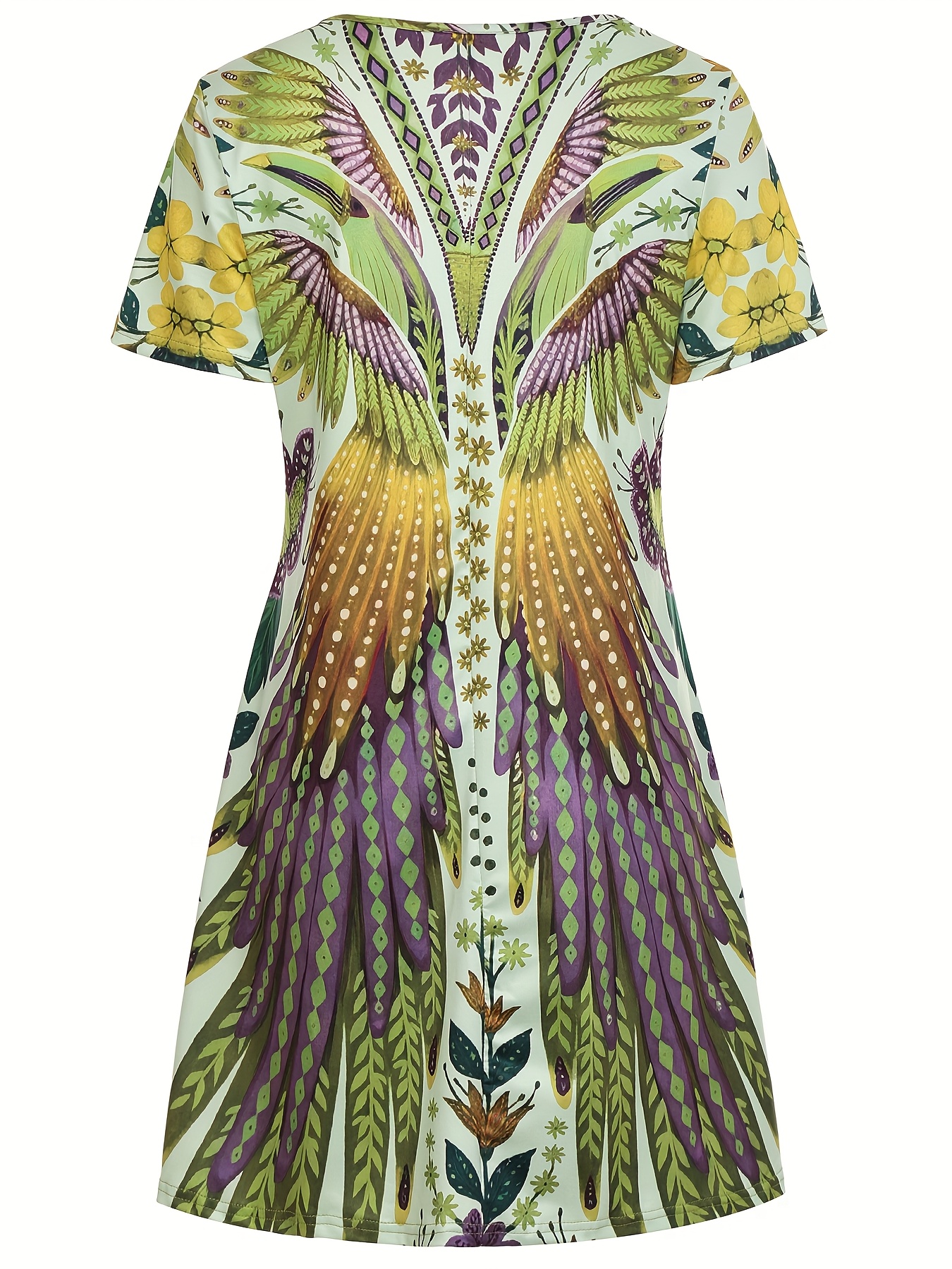 Robe élégante pour femme - Coupe A, Imprimé floral, longueur genou, manches courtes, col rond, lavable en machine, polyvalente du printemps à l'automne, confortable et tendance