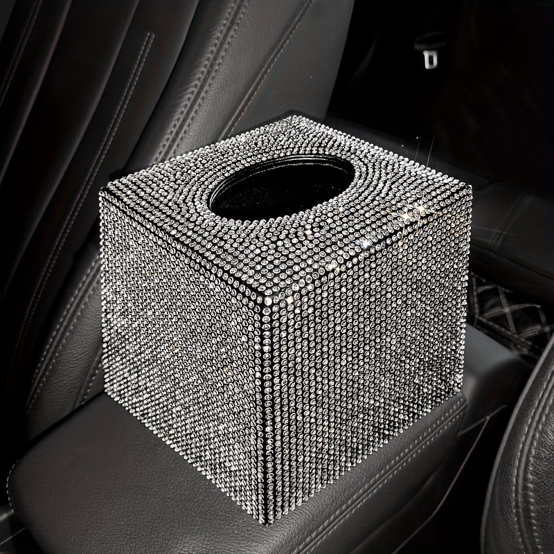 1 piece cute car tissue box bling   paper holder sparkling crystal paper storage box decorative tissue   for cars offices kitchens and household use girl holiday gifts Product details 5