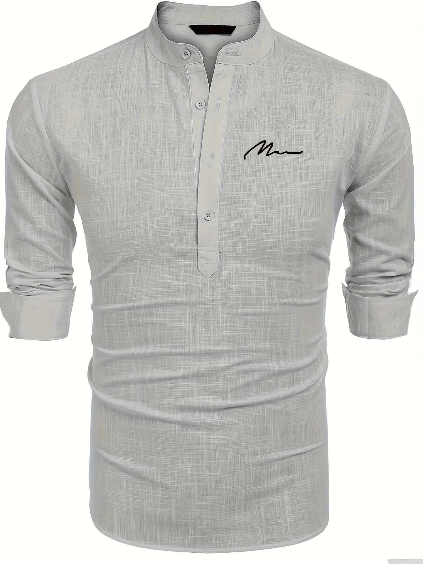 SHUNAICHI】 Men's Cotton Linen Henley Shirt Casual 3/4 Sleeve