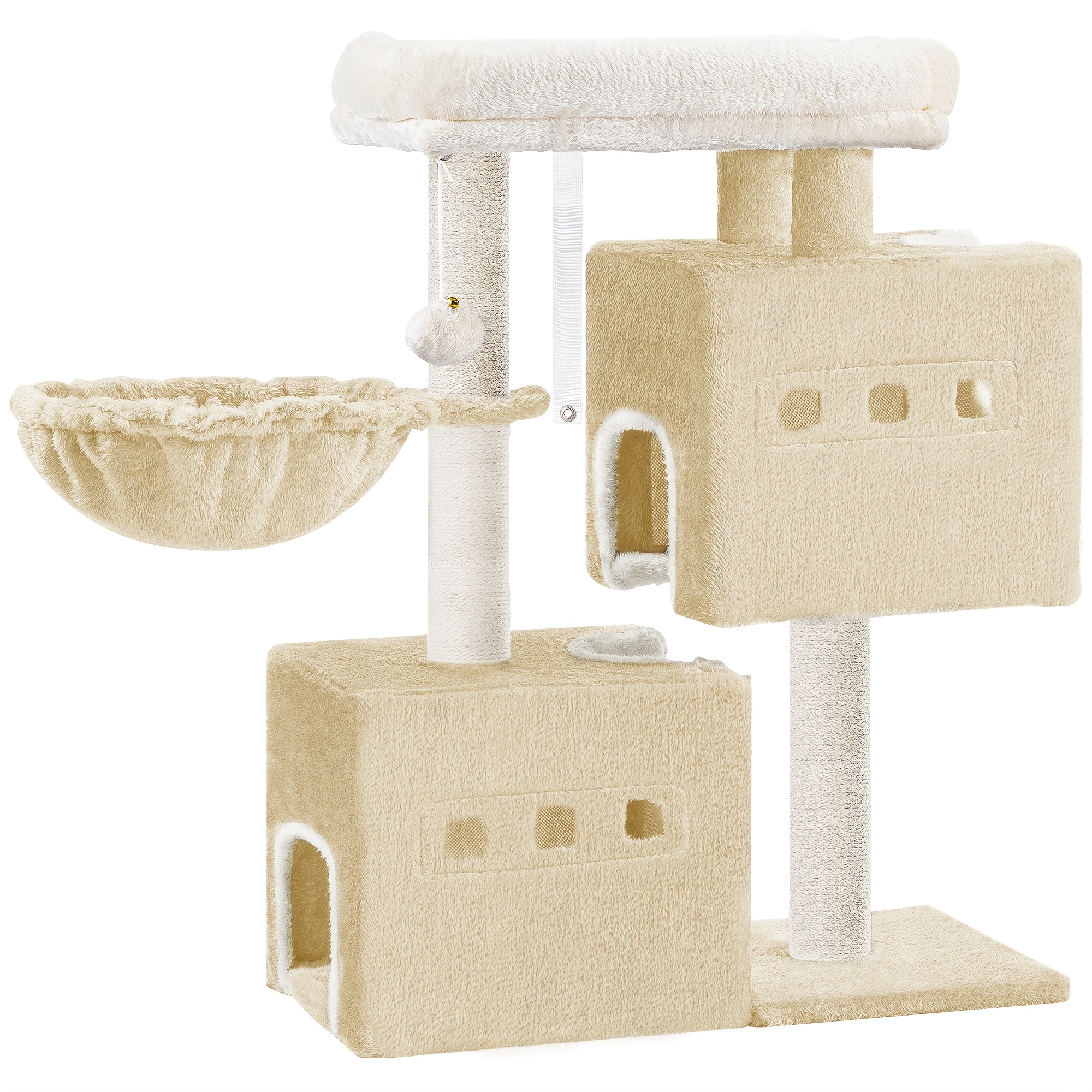 Cat Tree, 95cm Small Cat Tree, Spacious And Stable, , With Soft Large Platform, Plush Balls, Caves, Scratching Posts, Cat Basket, Sisal Rope, Dark Grey