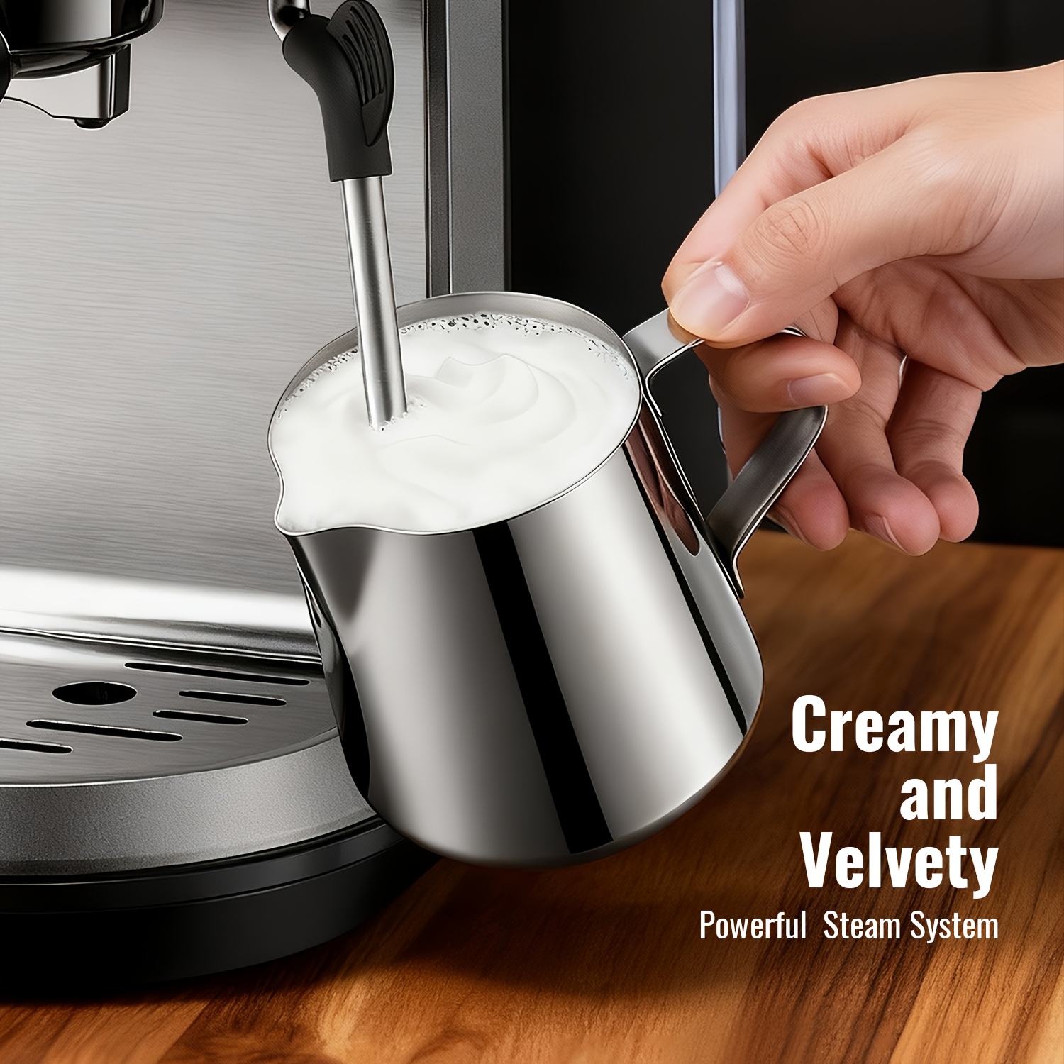 Espresso Coffee Maker - Automatic Espresso Coffee Machine with Milk Frother, 20 Bar Pressure, 1 & 2 Shot Options, Milk Frother, Kaffeemaschine for Lattes, Cappuccinos & Macchiatos, Fast Heating, Easy to Use for Rich, Creamy Coffee, Kitchen Appliances
