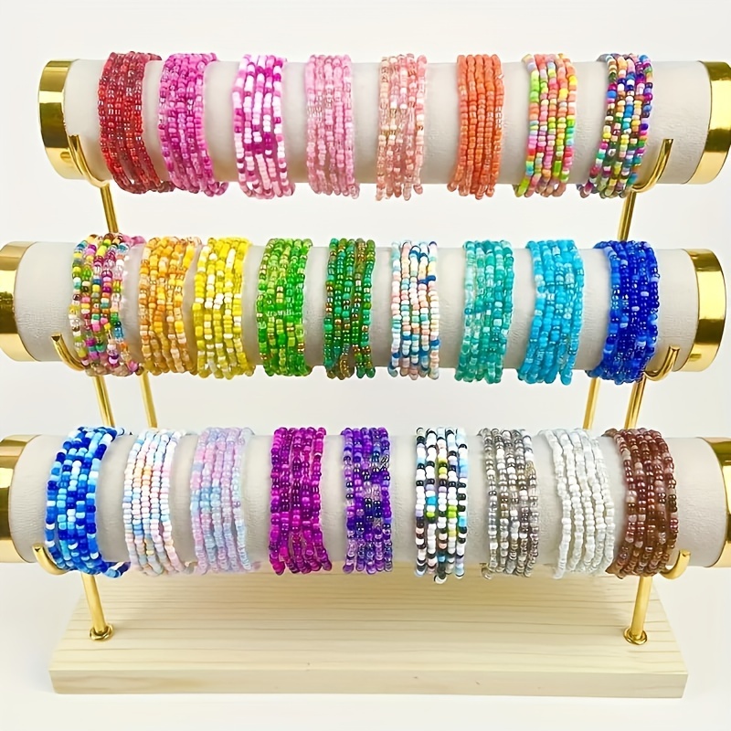 

30-piece Colorful Bohemian Beaded Bracelet Set, Stackable Seed Bead Anklets, Versatile Jewelry For Parties & Vacations, Boho Style, No Plating - Fits All Seasons