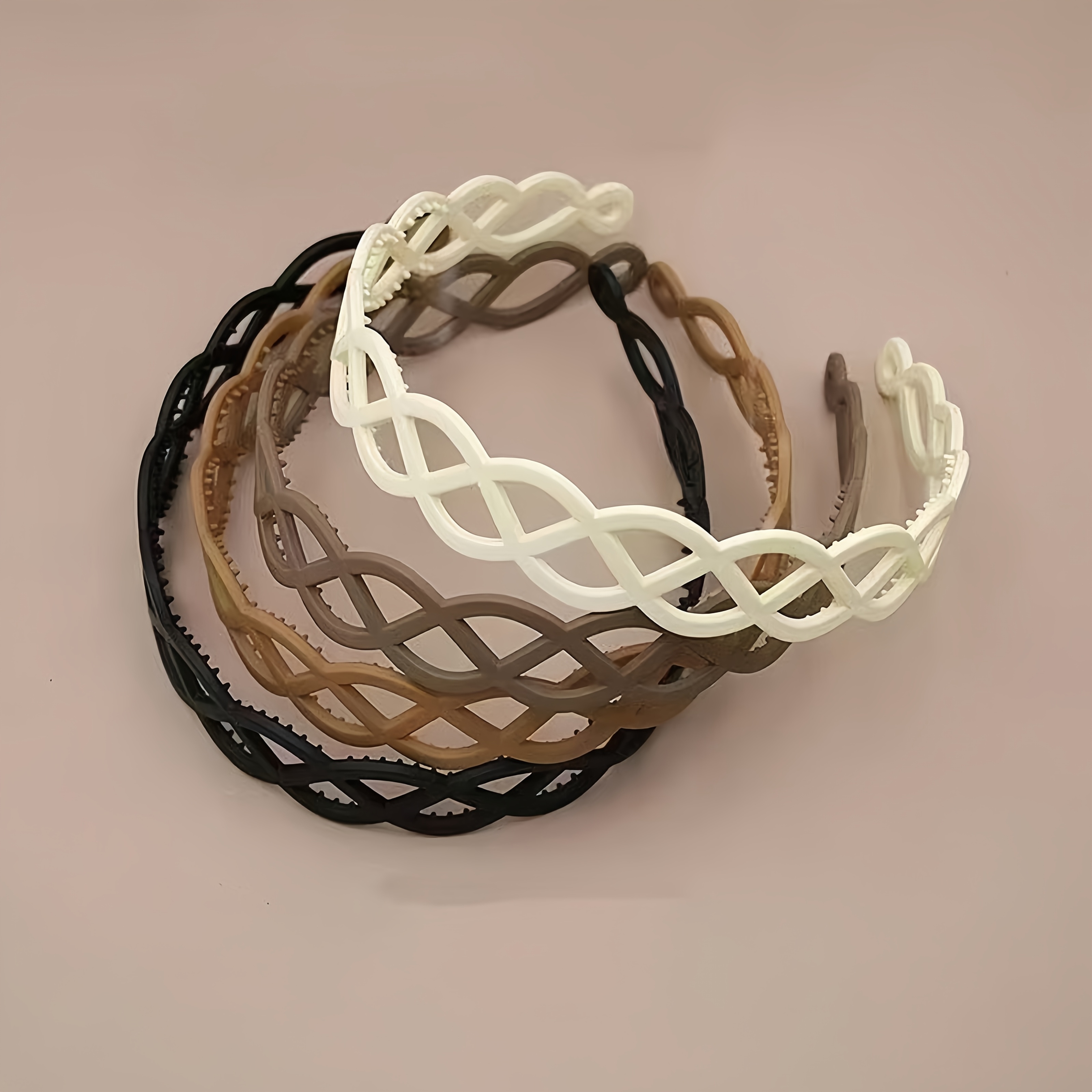 TEMU Lot de 4 bandeaux pour femme en résine dépolie avec dents, cerceaux à cheveux ajourés antidérapants, pinces à cheveux élégantes polyvalentes de