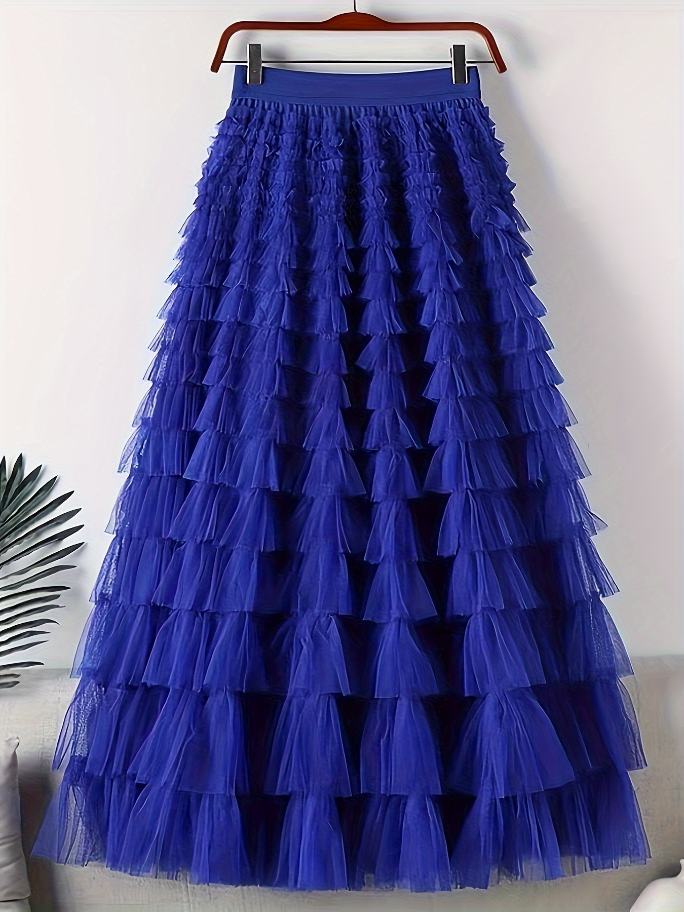 womens blue mermaid a line maxi skirt layered hem Temu Philippines