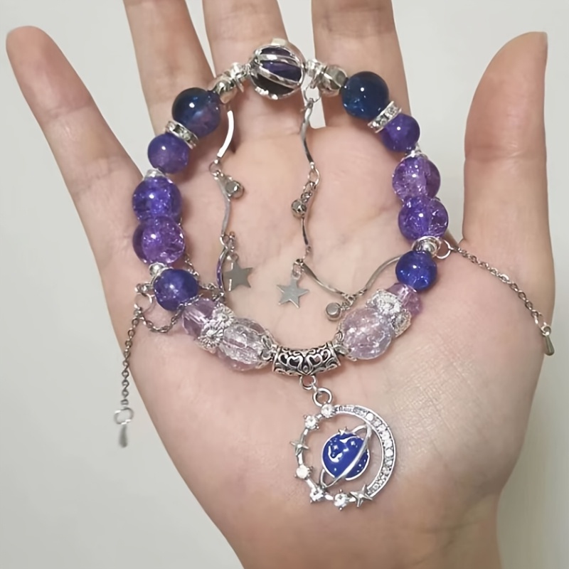 TEMU Bracelet pendentif interplané bleu , bracelet de Pâques décoré d'un niveau d' , bracelet de qualité supérieure pour femmes