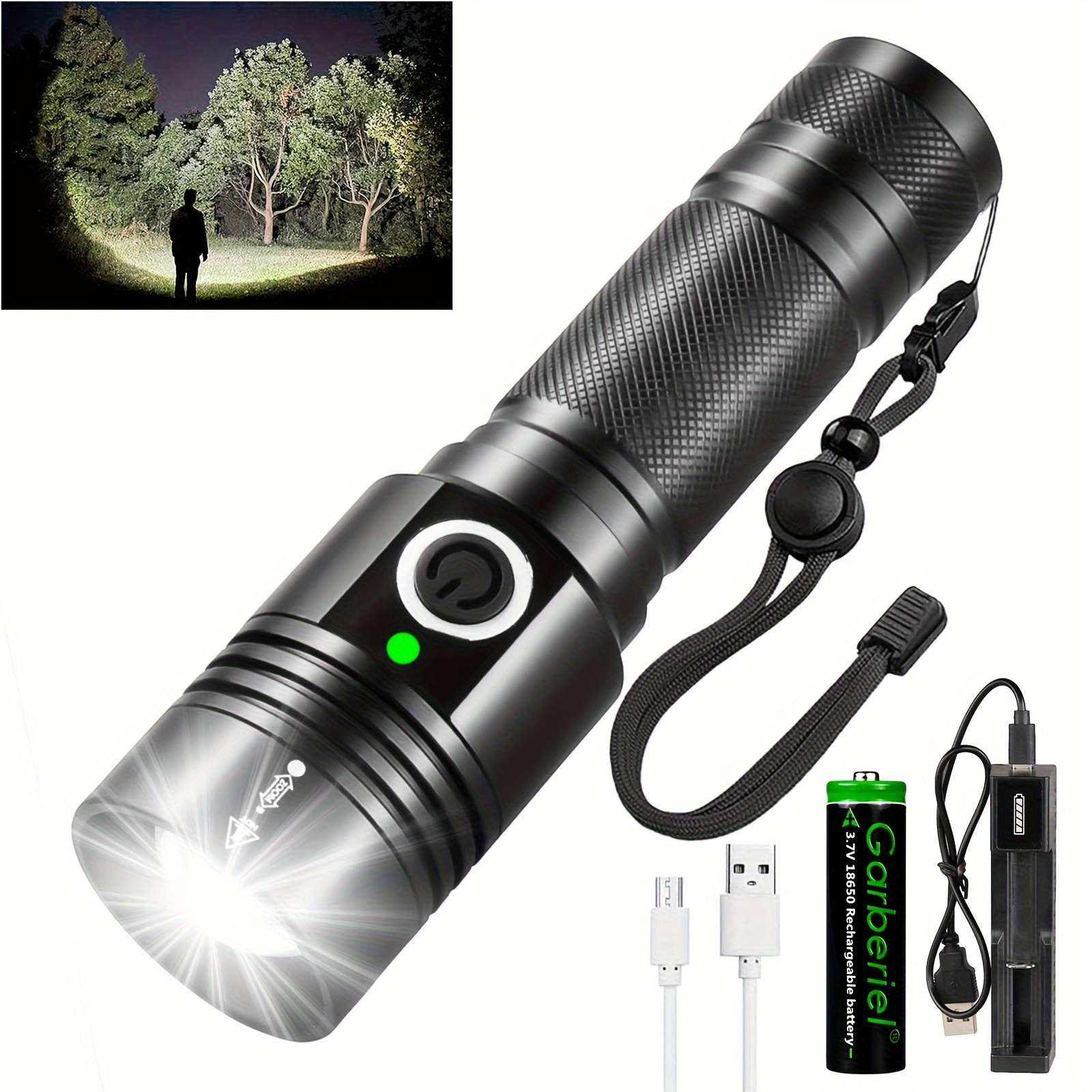 

Usb Rechargeable Magnetic Flashlight, Xhp50 Led Tactical Flashlight, 4modes For Emergency, Camping, Hiking