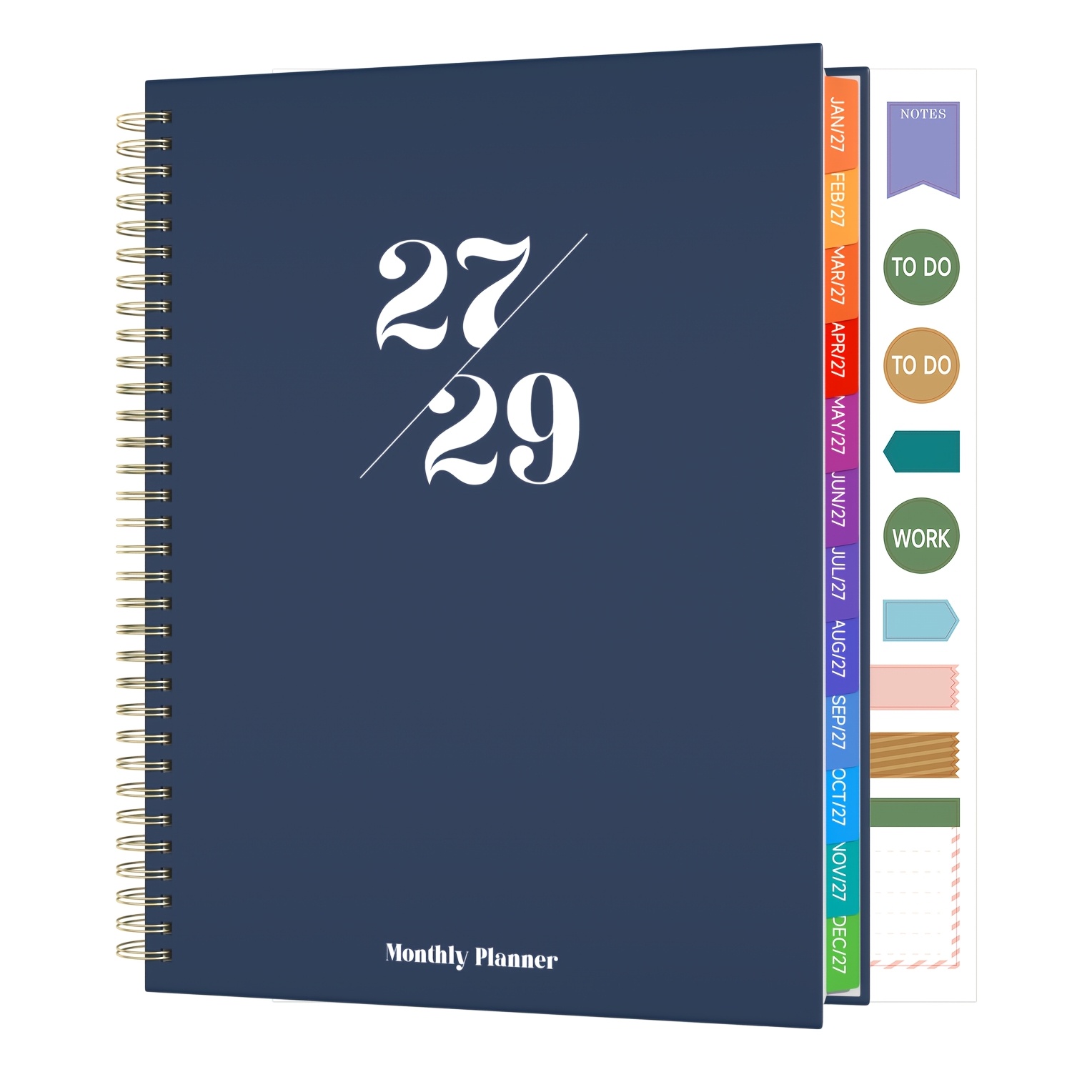 TEMU Monthly Planner 2027-2029 A4, Jan. 2027 – Dec. 2029, 36-month Planner With Ruled Spread Calendar, Colorful Monthly Tabs, Hardcover, Spiral
