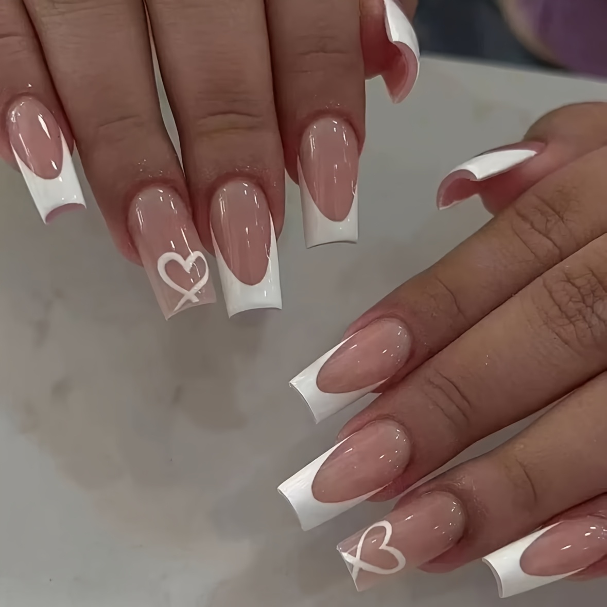Upgrade Your Look: 24pcs Long Ballet-shaped Press-on Nails For Valentine's Day, With , Simple And Versatile Design, Removable Fake Nails With Jelly Glue, 1 Nail File