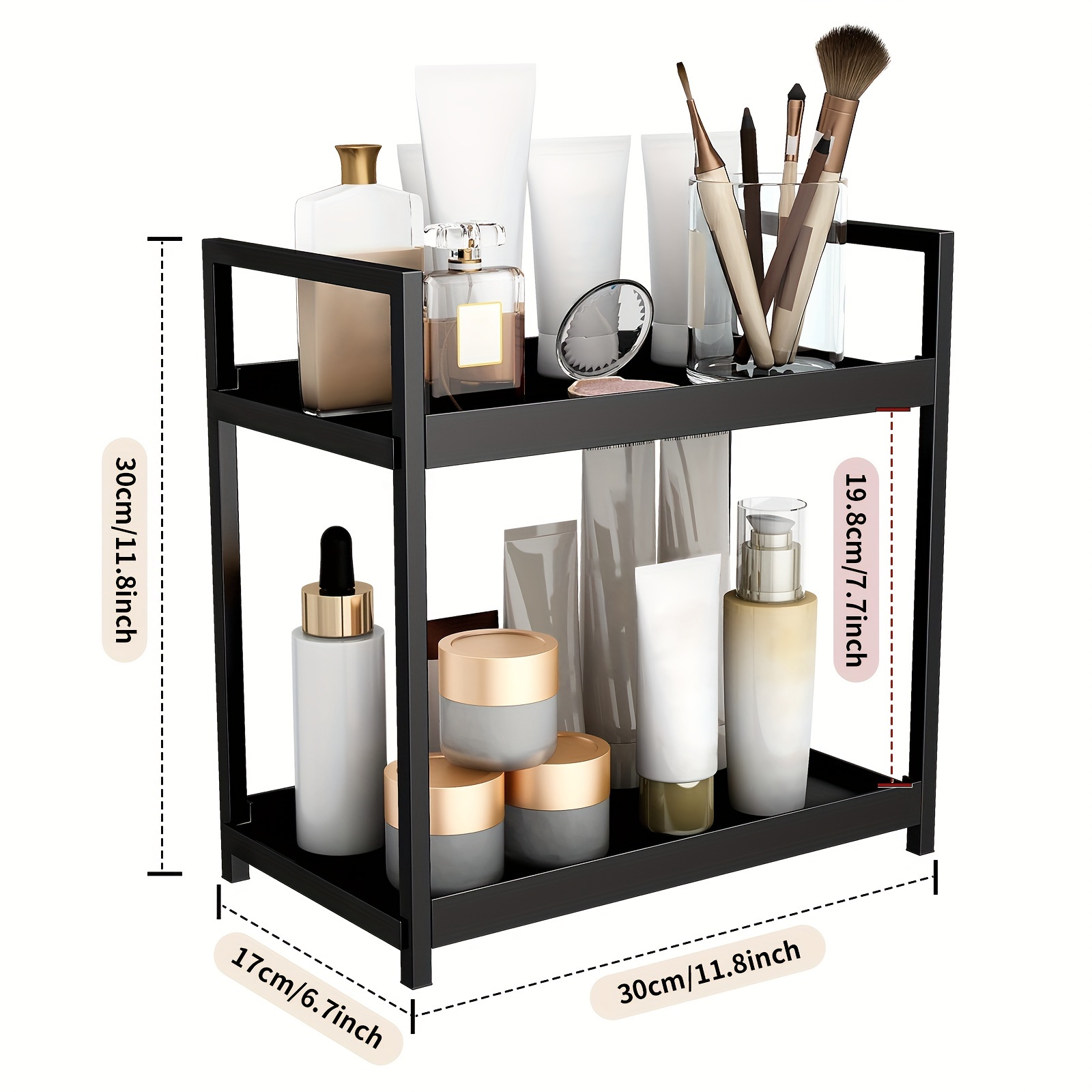 E-shop ., 2-stöckige Kosmetik-Aufbewahrungsbox, Hautpflegeprodukte, Lippenstift, Parfüm-Aufbewahrungsregal, Schminktisch-Aufbewahrungsablage,