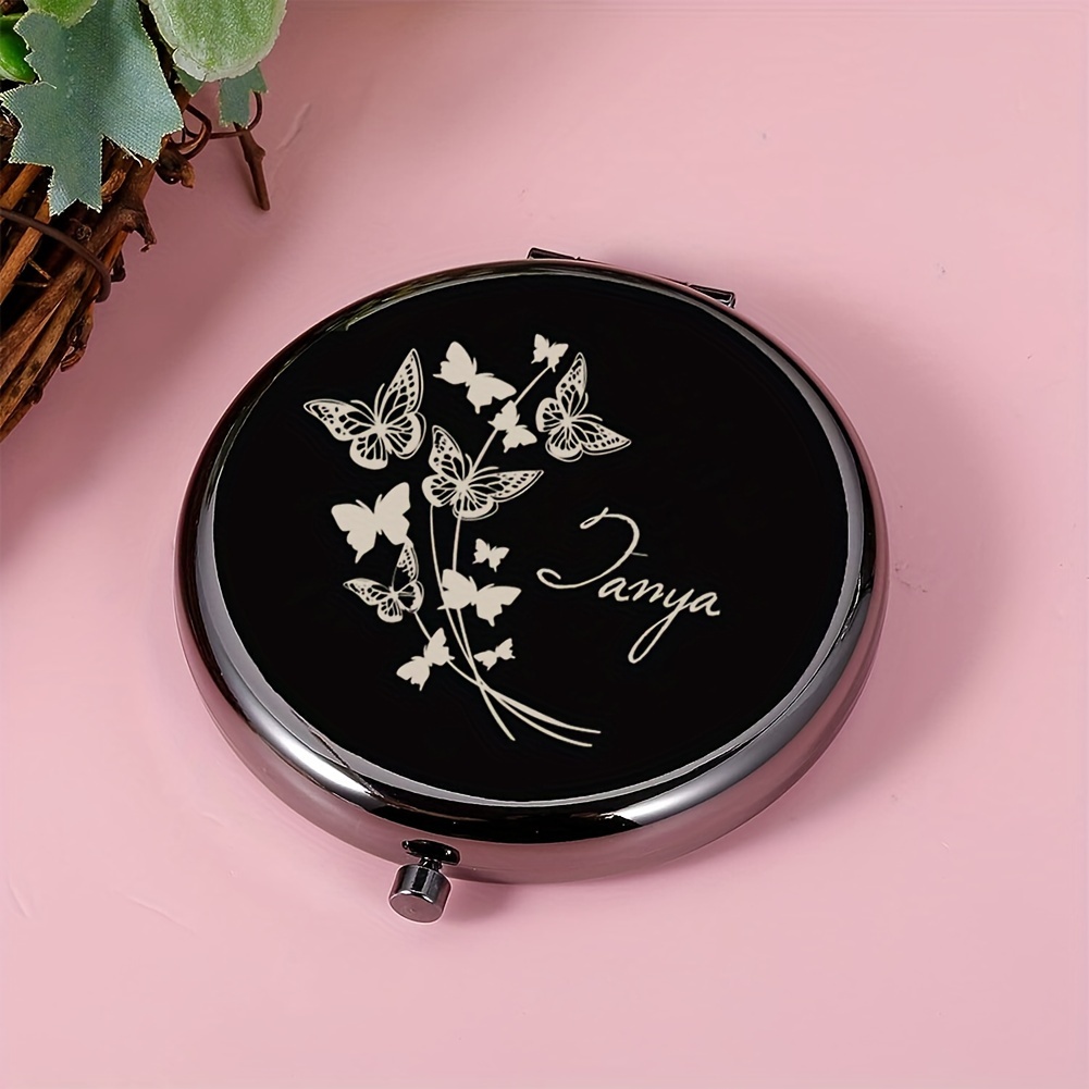 TEMU 1pc Personalized Flower Compact Mirror For Makeup, A Perfect Gift For Sisters For Birthdays, Anniversaries, Or Weddings