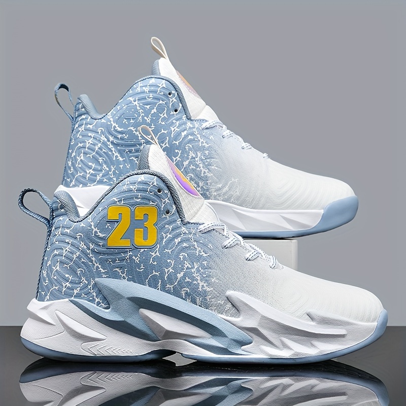 mens high   casual basketball shoes anti slip and shock absorbing outdoor sports shoes durable pu sole suitable for basketball fitness and running