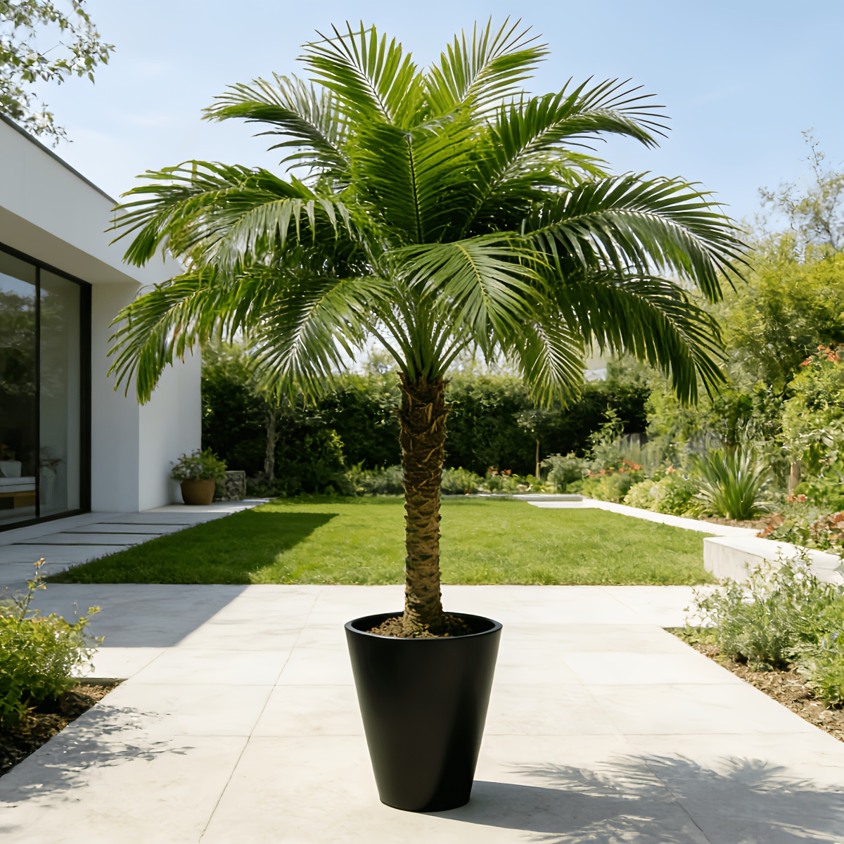 1 Extra Large Artificial Palm Tree Green Plant - Modern Wedding Garden Decoration, Maintenance-Free Evergreen Artificial Plant | Evergreen Potted Plant, Home Office Large Leaf Decorative Tree, Courtyard Nordic Style Artificial Tree