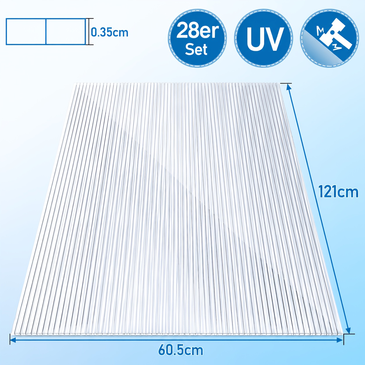 Image of Double-layer Polycarbonate Multi-wall Sheets, Greenhouse Panels, Uv-resistant, Suitable For Greenhouses, Gardens, And As Replacement Panels For Greenhouses