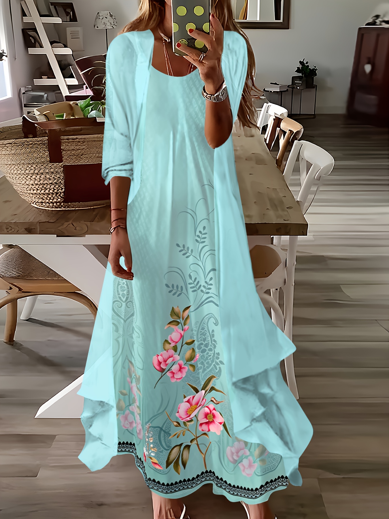 Printed Floral Pattern Design, Elegant Style, Casual Style Women's Suit Set