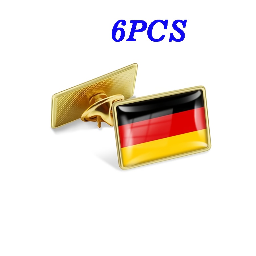 E-shop 6 Stück Deutsche Flaggen-Broschen - Vintage Eisen-Pin-Abzeichen mit Schwarz, Rot & Gold Streifen, Langlebige Metall-Sammlerstücke für Männer,