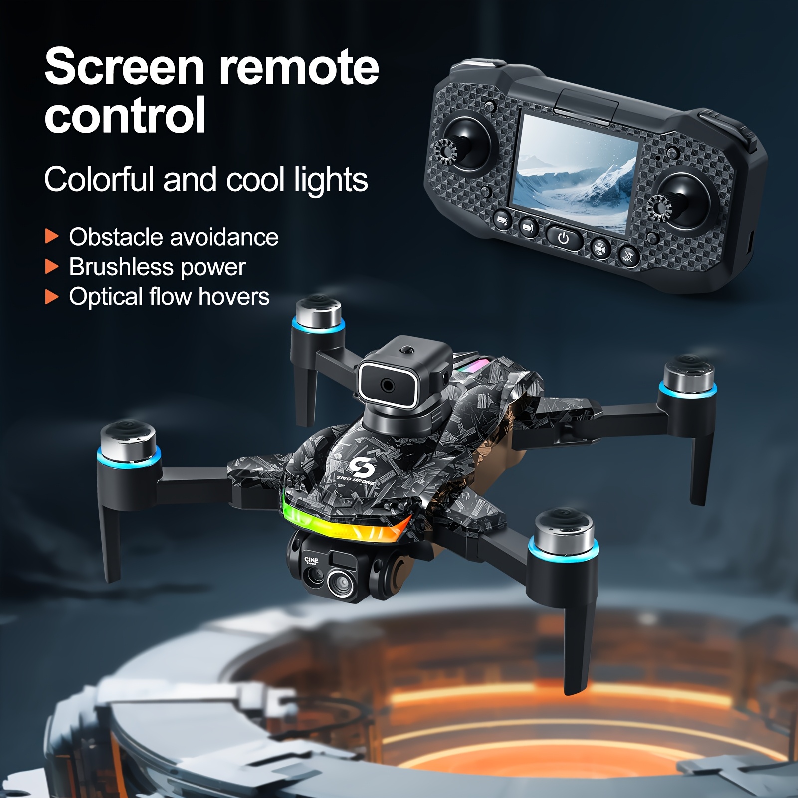 S160 Dual-Camera Drone with 4 Obstacle Avoidance Modes, Wi-Fi, Brushless Motors, LED Night Vision, 2000mAh Battery, Optical Flow Positioning - Remote Control Included, Ideal for Outdoor Adventures, JUE-FISH