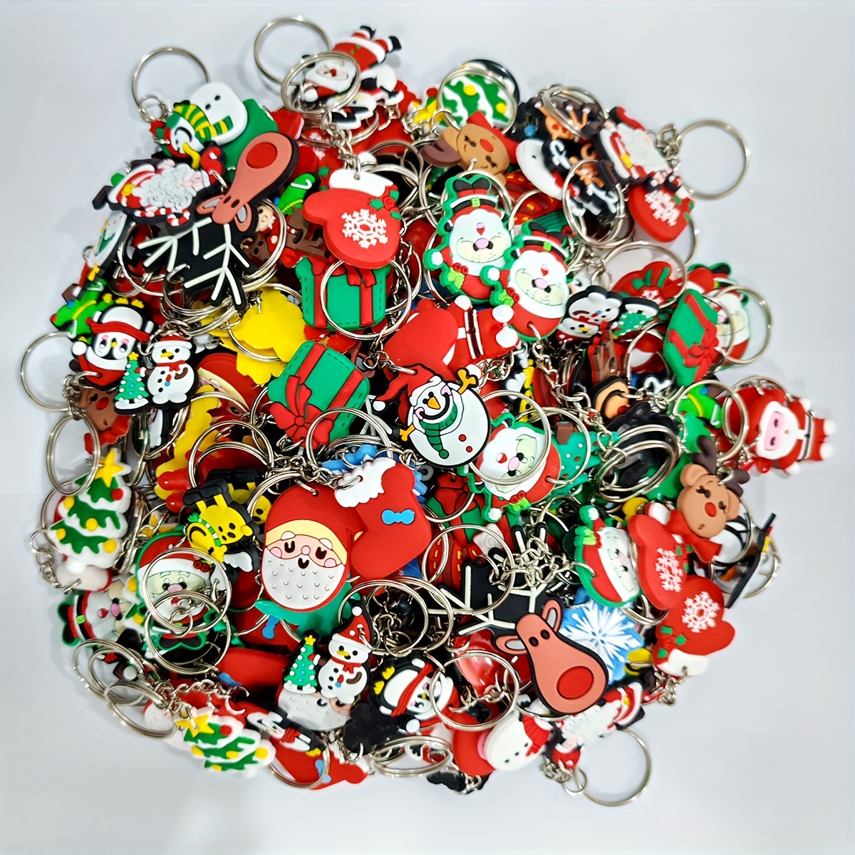 

50pcs Christmas Keychain Set - , Assorted - Pvc Key For & Backpacks, & -to-