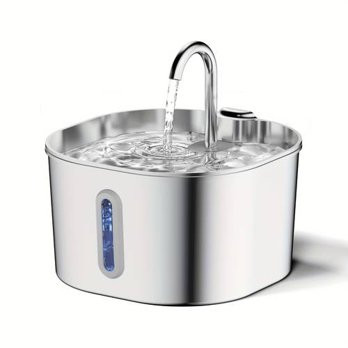 immagine dell'articolo Fontana Automatica per Gatti 2.2L/74oz Rotonda/Cuadrata: Dispenser d'Acqua in Acciaio Inossidabile con Pompa Ultra Silenziosa e Filtro, Ciotola da Bere per Cani/Gatti Interno con Finestra (Senza Spina 5V 1A, Include Elemento Filtrante)