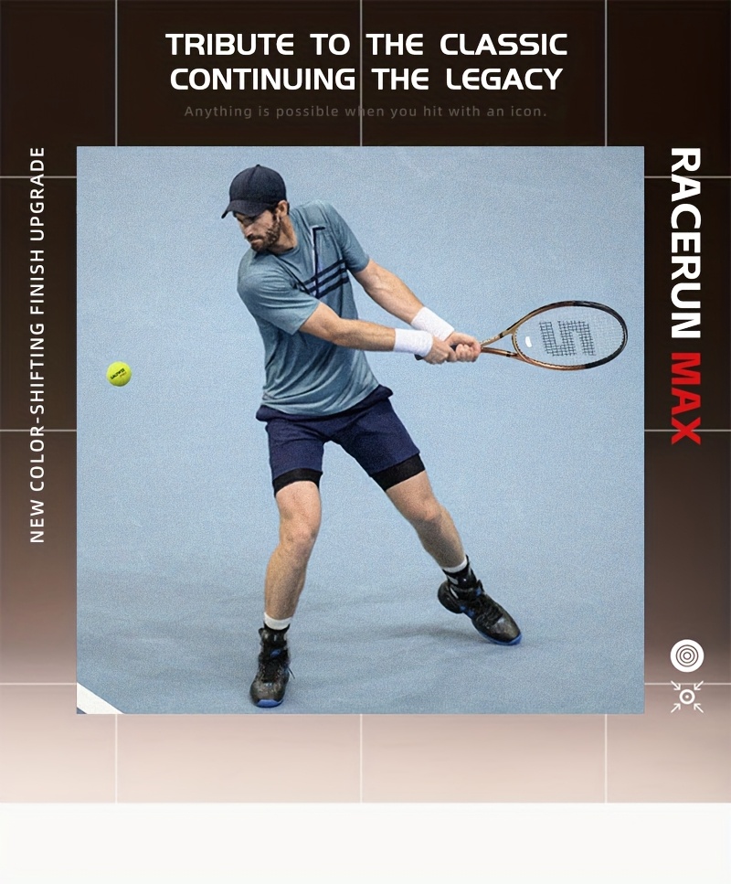 Chameleon Pro Tennis Racket - RaceRun Max | Carbon Fiber & Aluminum Alloy | Sparkling Finish | Pre-Strung 55lbs & Grip | Lightweight | Unstrung Weight 295±5g | Ready to Play All-in-One Kit (1 Racket+ Bag + Balls + Ombre Overgrip) | SALY