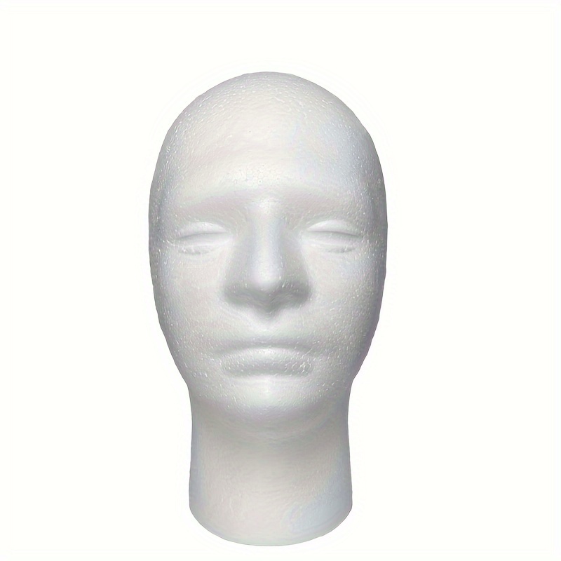 Image of Male Mannequin Head, White Foam Wig Head Display, Foam Mannequin Wig Head Stand Model Foam Head For Hats Wigs Fashion Glasses Halloween Decoration