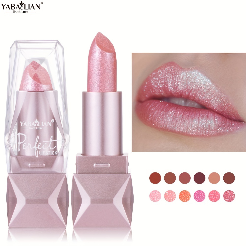 

Yabaolian Sparkling Glitter Lipstick - Velvet Shine, Long-lasting & Waterproof, Perfect For All Skin Types - Available In Orange, Brown, Pink, Red