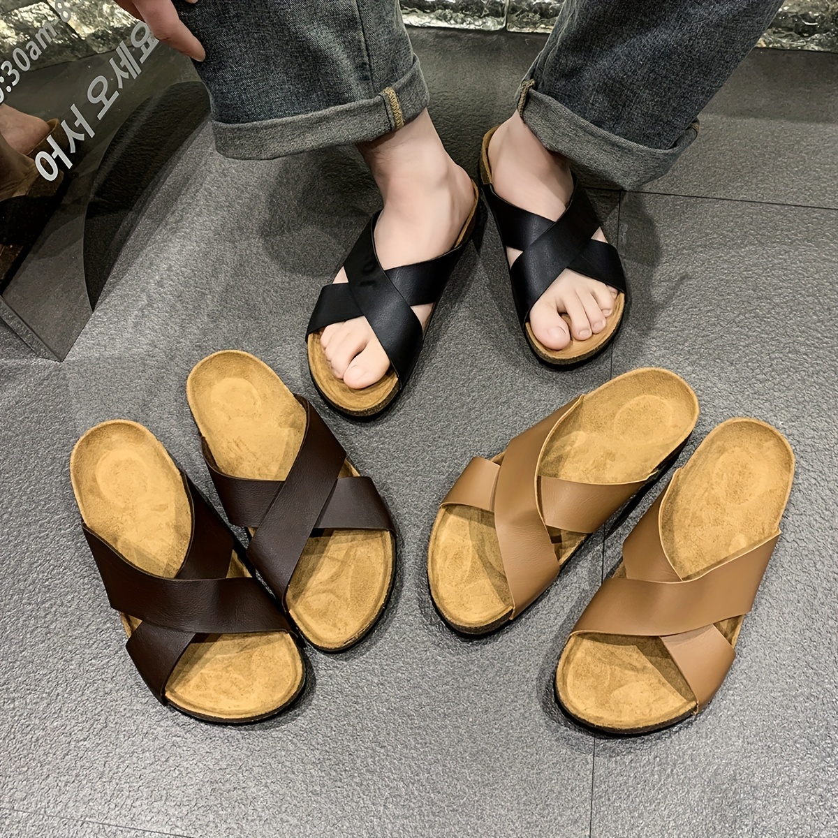 sandalias hombre tiras cruzadas cómodas versátiles Temu Colombia