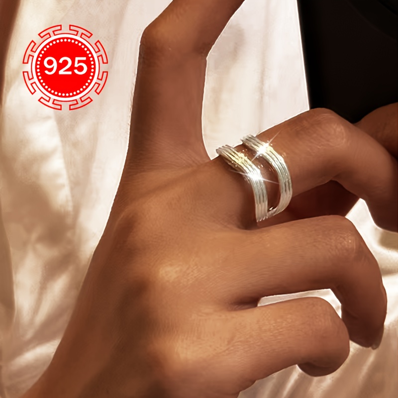 925 Silver Hypoallergenic Ring Double Layer Wave Ring for Women