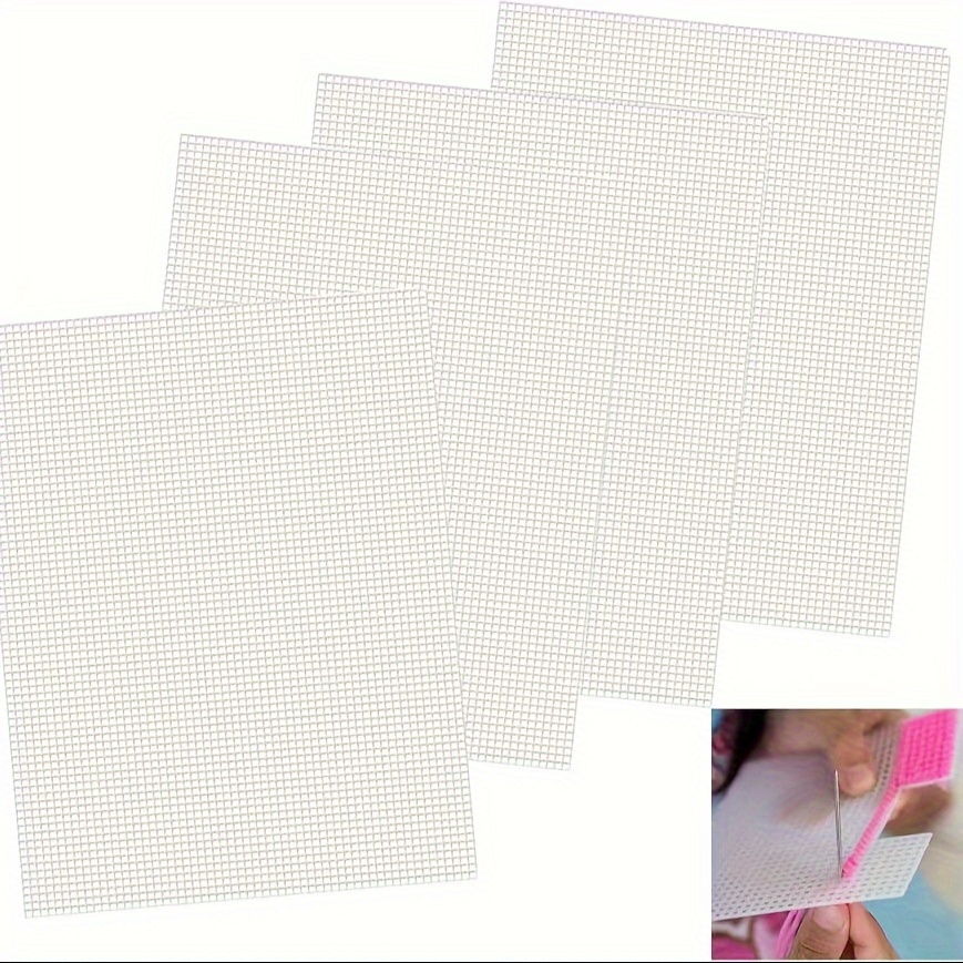 

4-pack Plastic Mesh Canvas Sheets For Embroidery, Knitting, Crochet, And Diy Crafts - Durable White Plastic Mesh Eyes, -stitch, And Bag Making