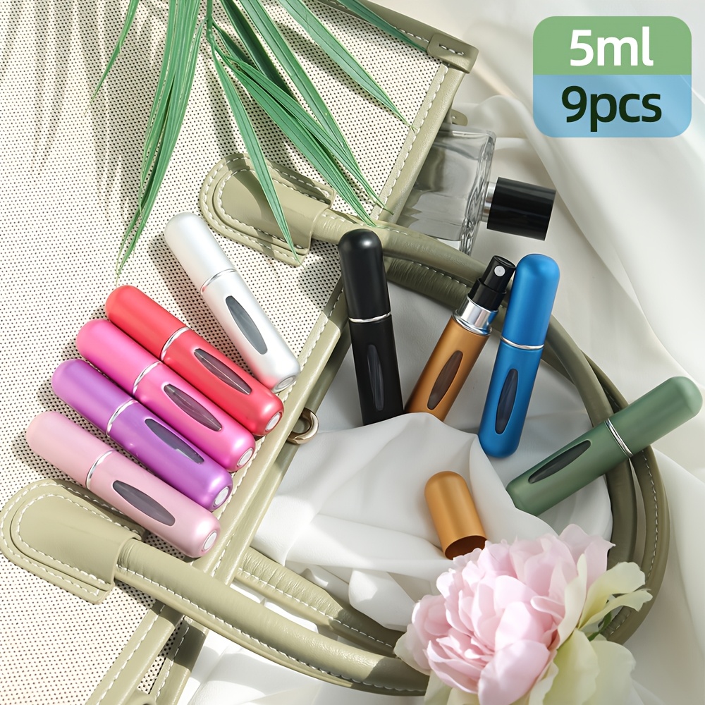 9-teiliges Set, Mini-Parfümzerstäuber-Flaschen, nachfüllbare Kosmetik-Sprühflaschen, tragbare Reiseflaschen, Nachfüllöffnung-Design von unten, ultrafeiner Zerstäuber * für: Parfüm-Nachfüllen,