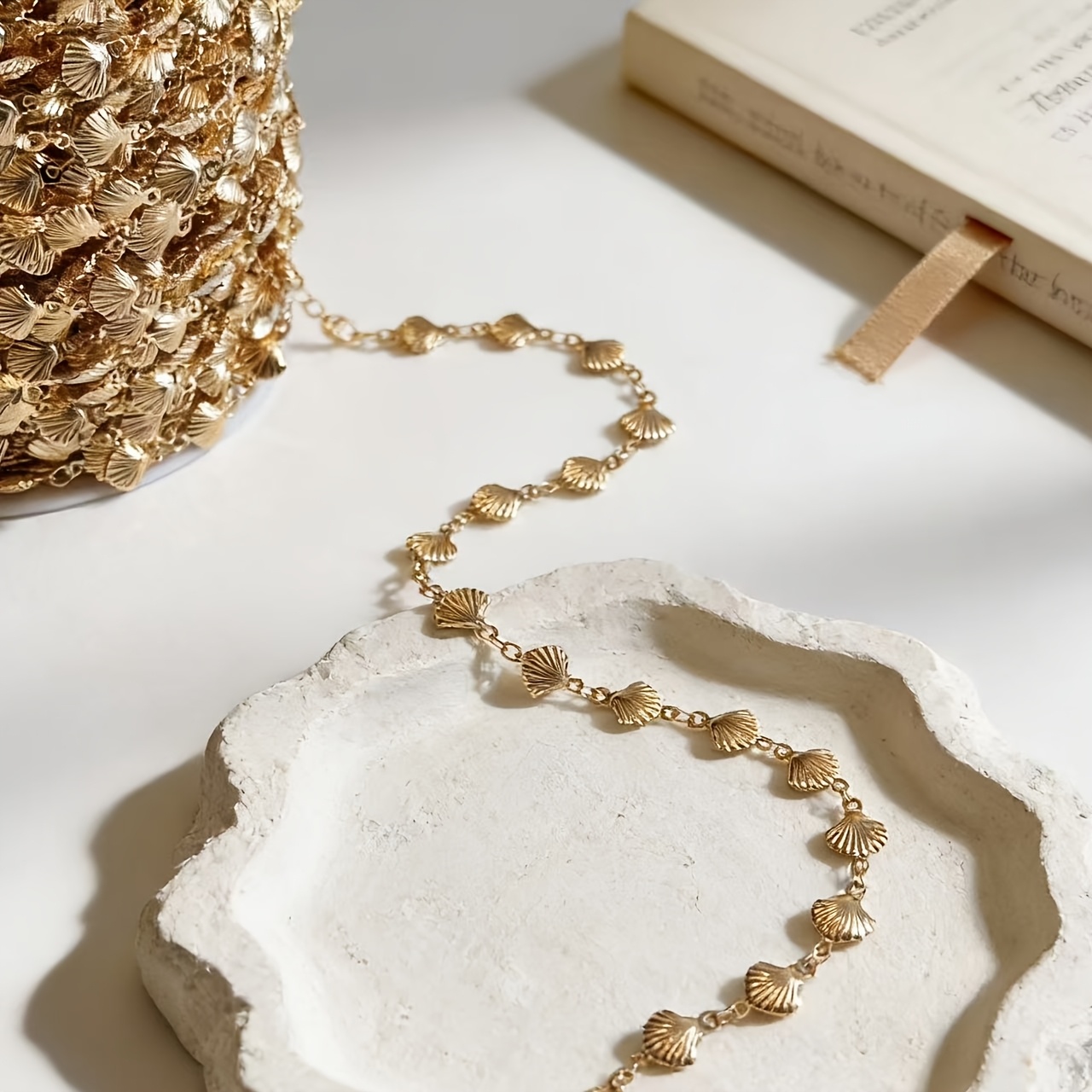 100cm 18K Golden Plated Shell-shaped Chain for DIY Jewellery