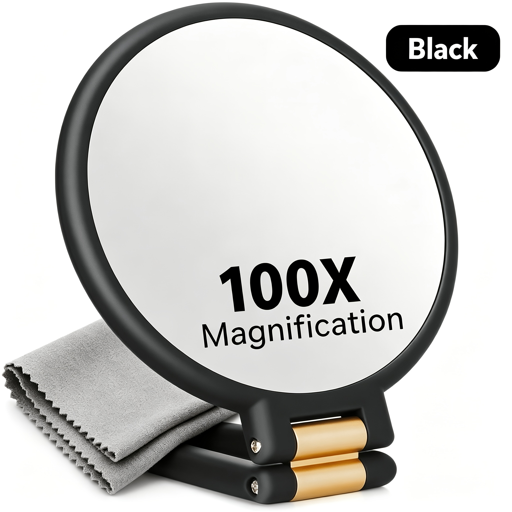 TEMU 100x Double-sided Hd Makeup Mirror Gift Box Style, With Delicate Cleaning Cloth, Light Luxury Frame With Texture, Double Magnification And