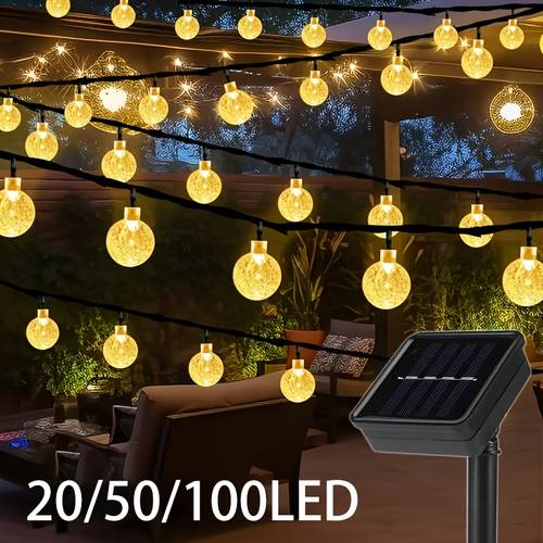 Solar Outdoor Lights Garden Decoration Crystal Ball Lights, Room Decorations, Outdoor Garden Decorations Camping Supplies Solar Garden Lights July 4th Fairy Lights Yard Exterior Decorations Wedding Decorations