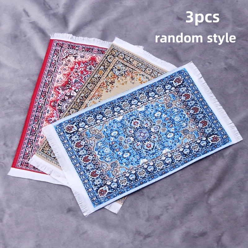 3pcs, Mini Floor Mats For Dollhouse Decoration, Dollhouse Additions, Random Style And Color