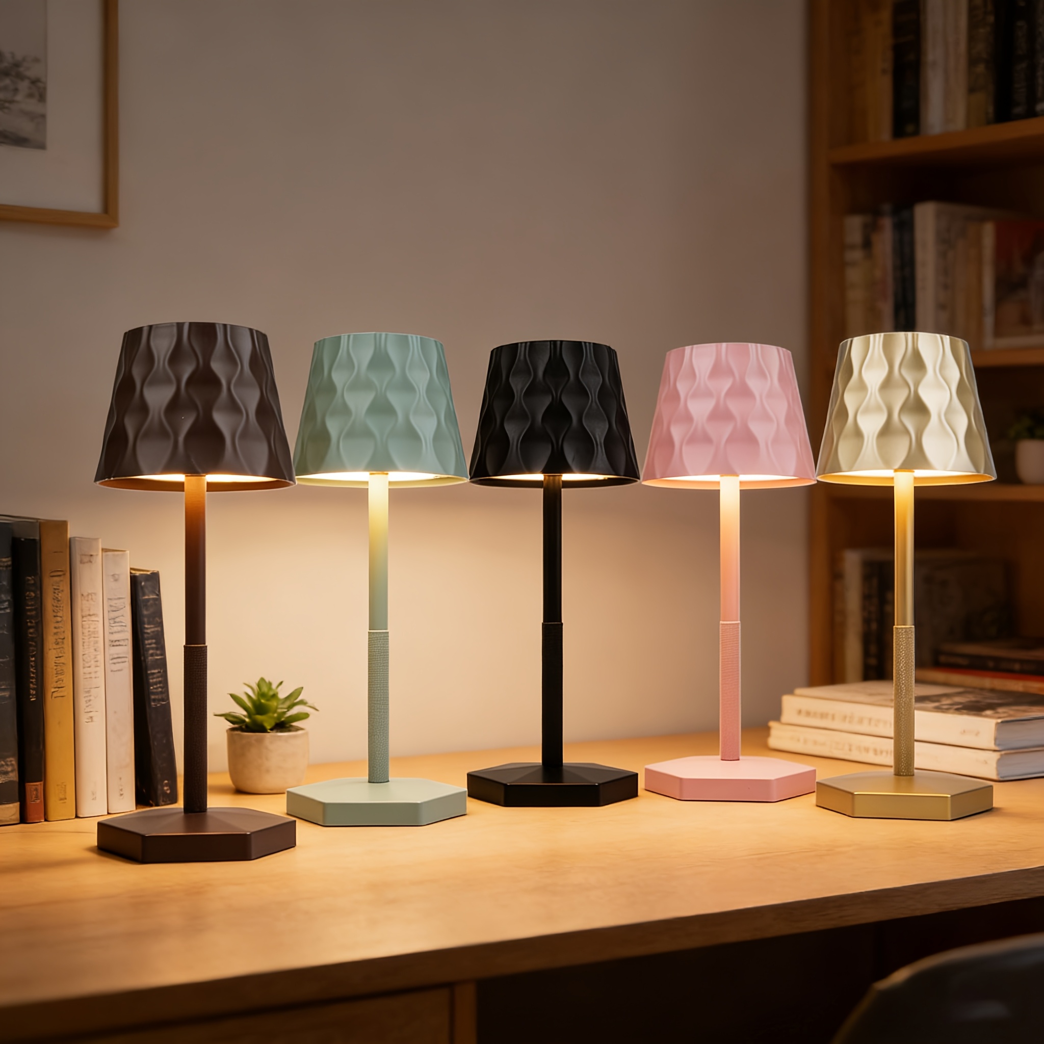 2pcs Modern Minimalist Wave Pattern High Pole Table Lamp, USB Charging