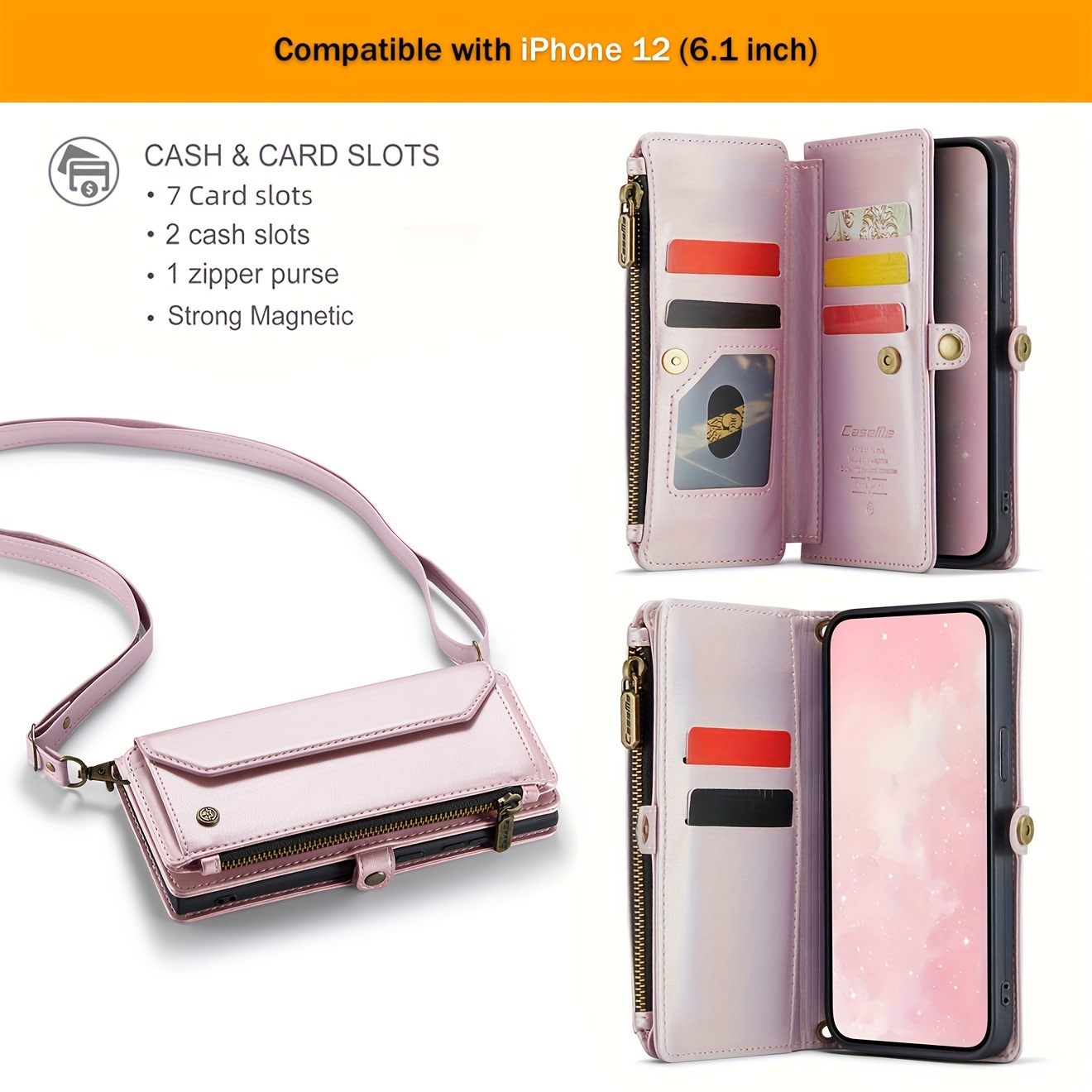 Wallet Phone Case Support Wireless Charging with Blocking Card Holder, Flip Folio Book Faux Leather Protective Phone Cover for iPhone 16e/16/11/12/13/14/15 Pro Max/15 Plus/13 Mini/7/8 Plus/SE 2022/SE 2020 - Image 97