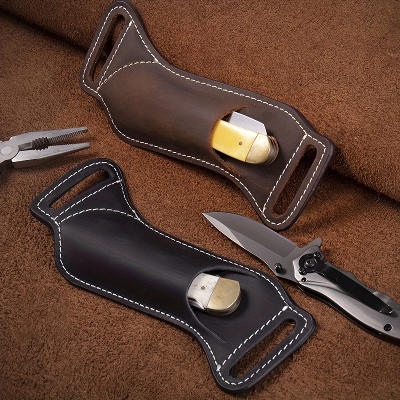 

Sturdy Leather Hanging Knife Sheath - Waist Bag For Folding Knives - Premium Tool With Stylish Design