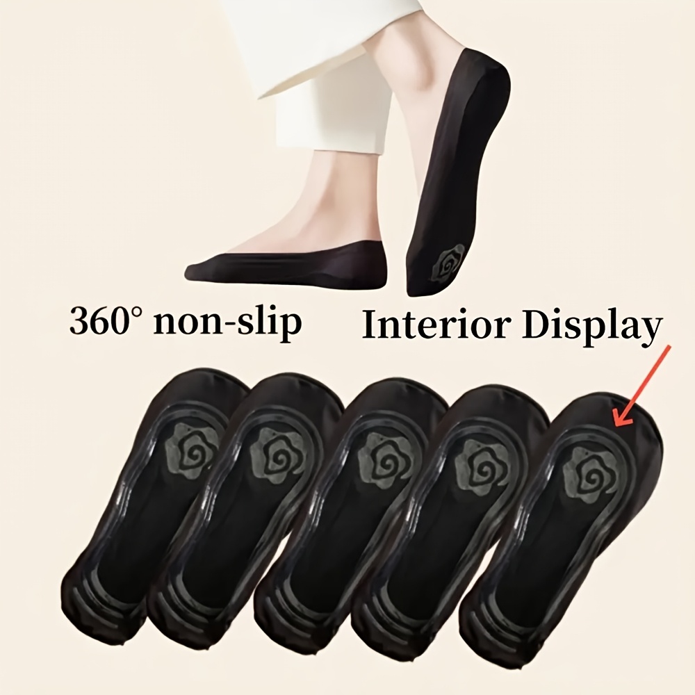 E-shop 5/10 Paar Damen Unsichtbare Socken, Bootsocks, Rutschfeste Silikon-Socken, Dünne Sommersocken für High Heels