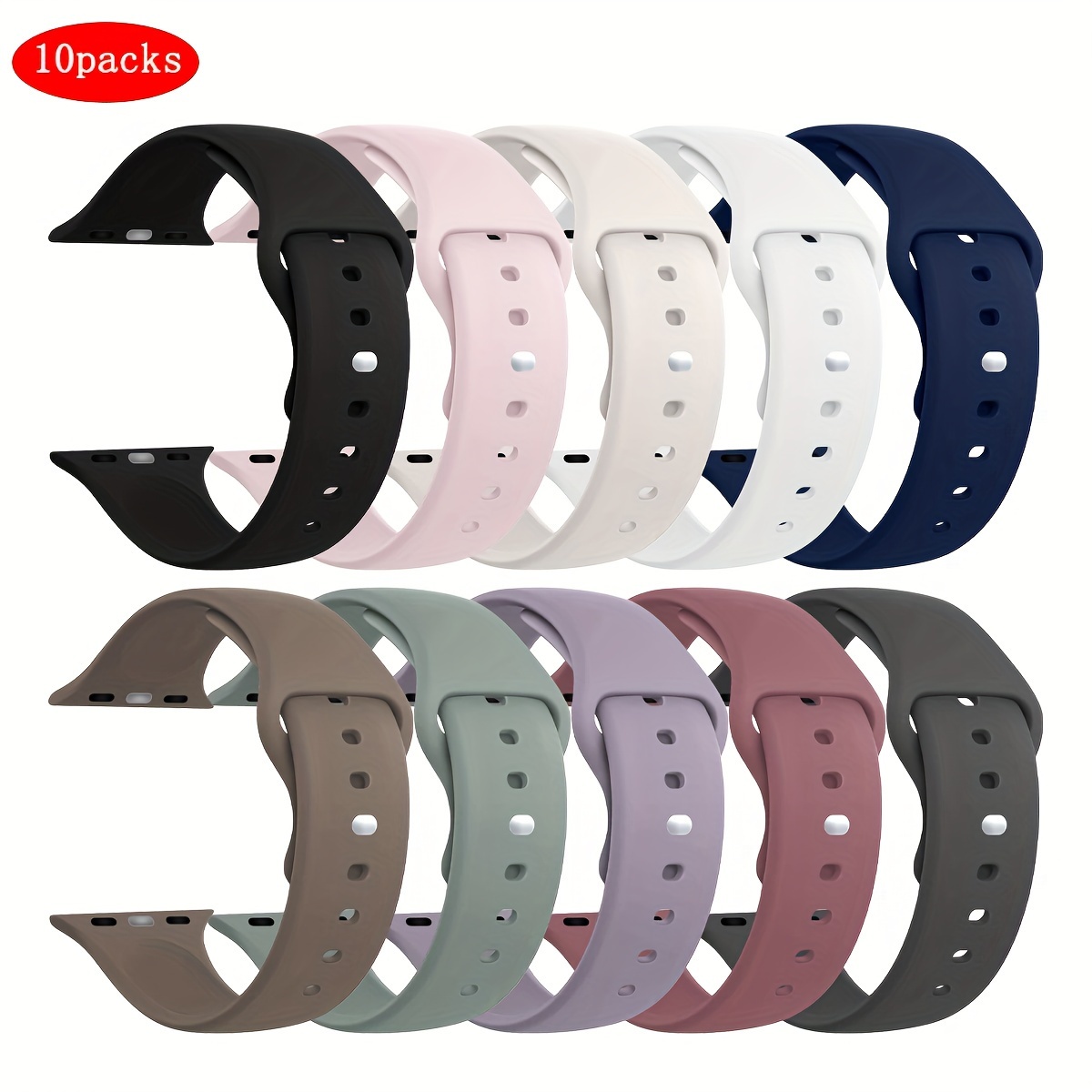 Image of 10 Packs Soft Bands Compatible With Iwatch 40mm 41mm 38mm 46mm 45mm 44mm 42mm For Women Men, Bands Replacement Strap Wristbands For Series Ultra10 6 5 4 3 2 1