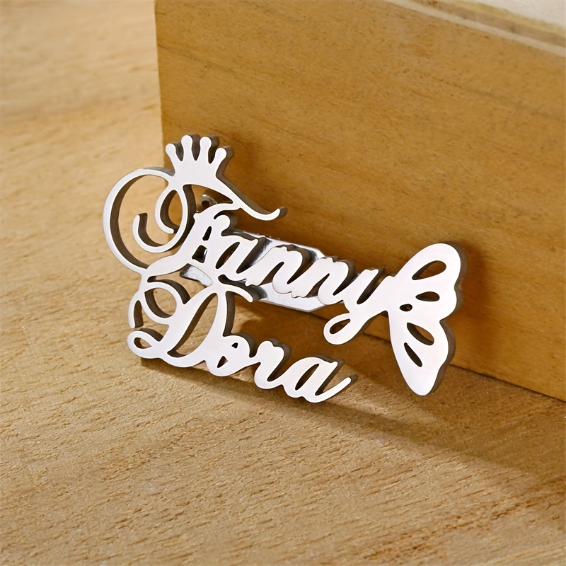 

Personalized Stainless Steel Brooch - Custom Name & Logo Pin, Vintage/boho Style, Perfect For Parties & Festivals, Unisex Fashion Accessory Brooches And Pins For Women Brooch Pin For Women