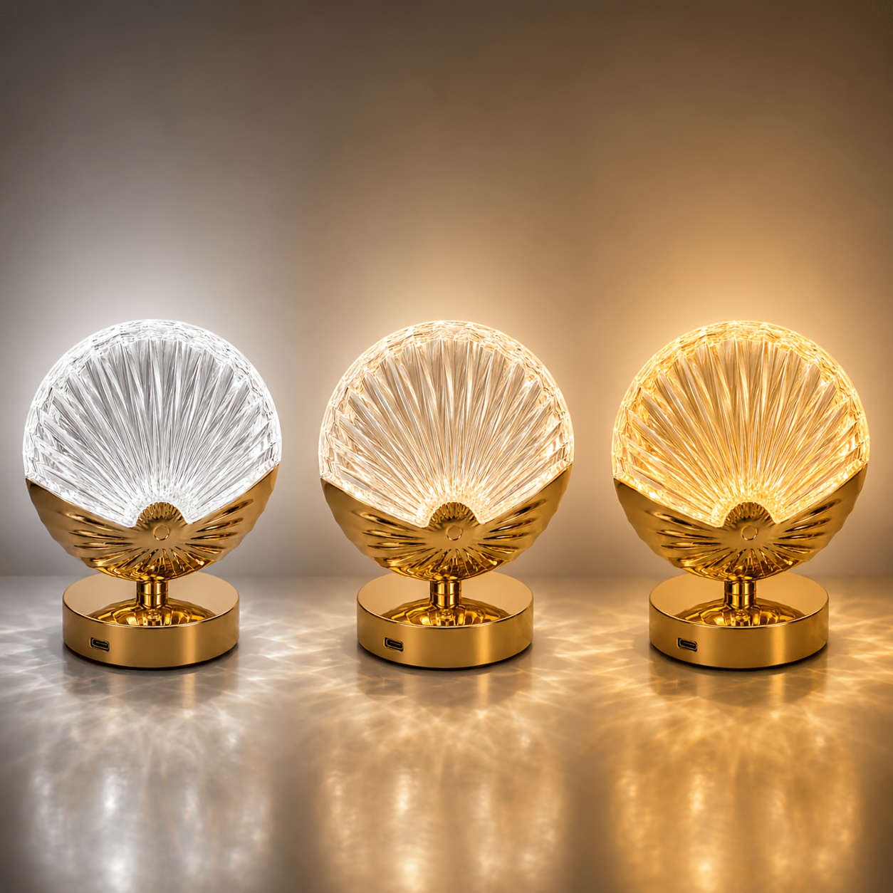 TEMU 1 Pack Changing Seashell Shaped Portable Led Lamp, 3 Color , Usb Rechargeable Bedside Reading Night Light, Decor Table Lamp For Bedroom Living