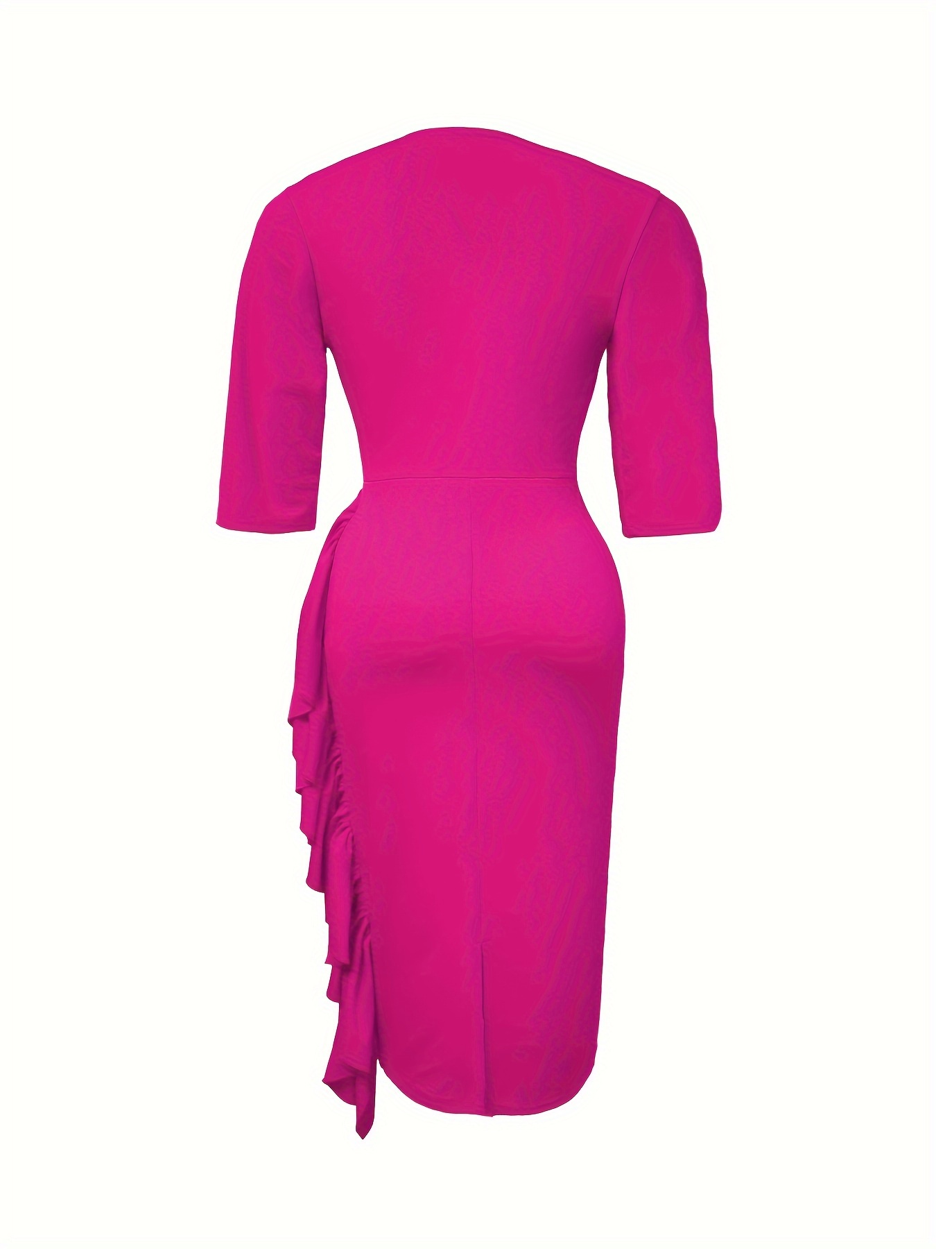 Ladies' Fashion Elegant V-Neck Ruffle Trim Cute Ribbon Dress + Zhou Dongzhi Elegant Direction