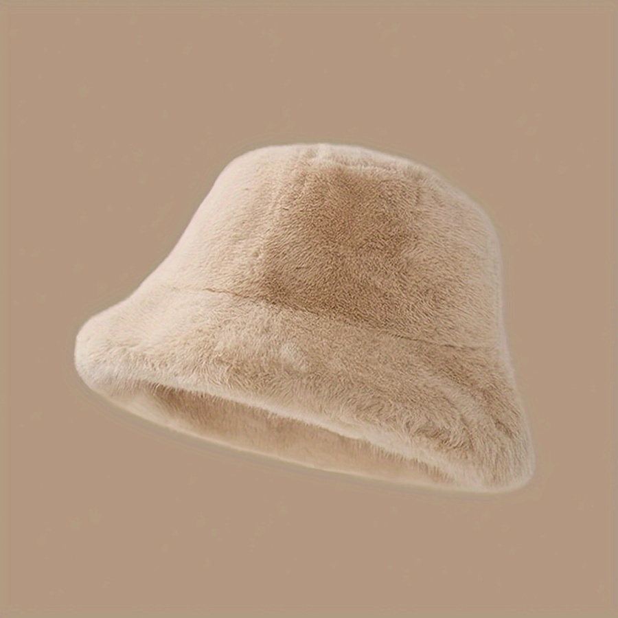 TEMU Fleece-lined Bucket Hat For Women - &  , Windproof Outdoor